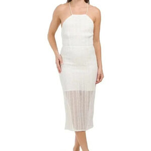 IDEM DITTO Crochet Midi Dress (Color: Off White)